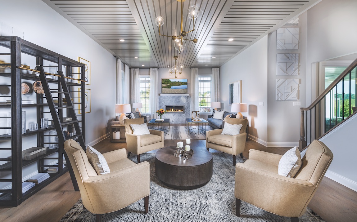 Foyer living room with modern contemporary decor.
