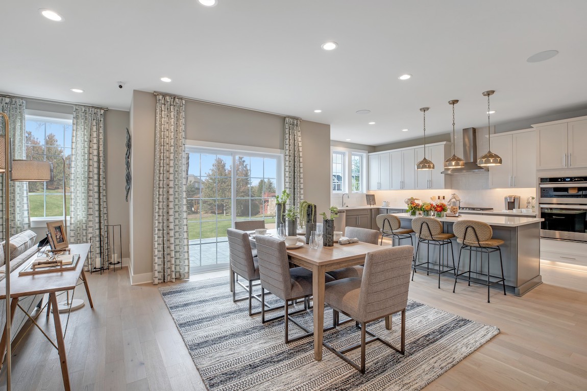 Breakfast nook in kitchen of Michigan home.