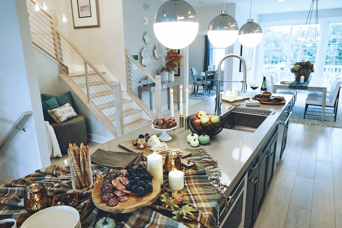 thanksgiving food set out in kitchen