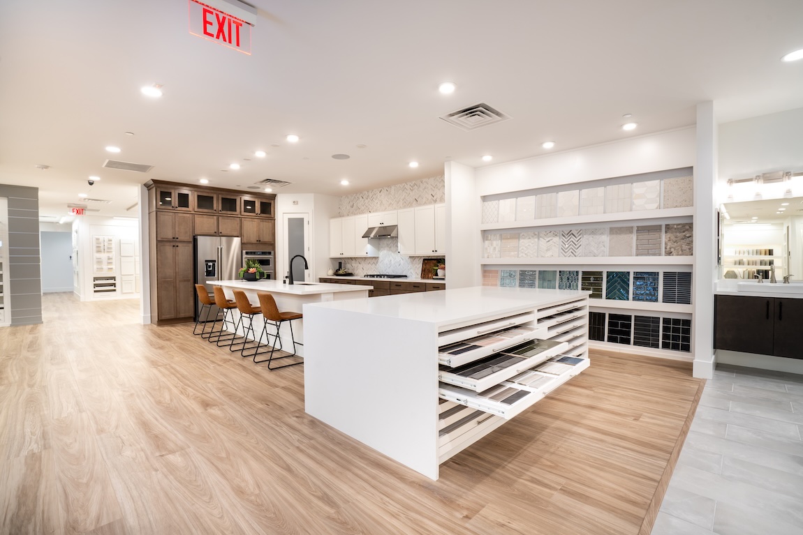 design studio with kitchen tile samples