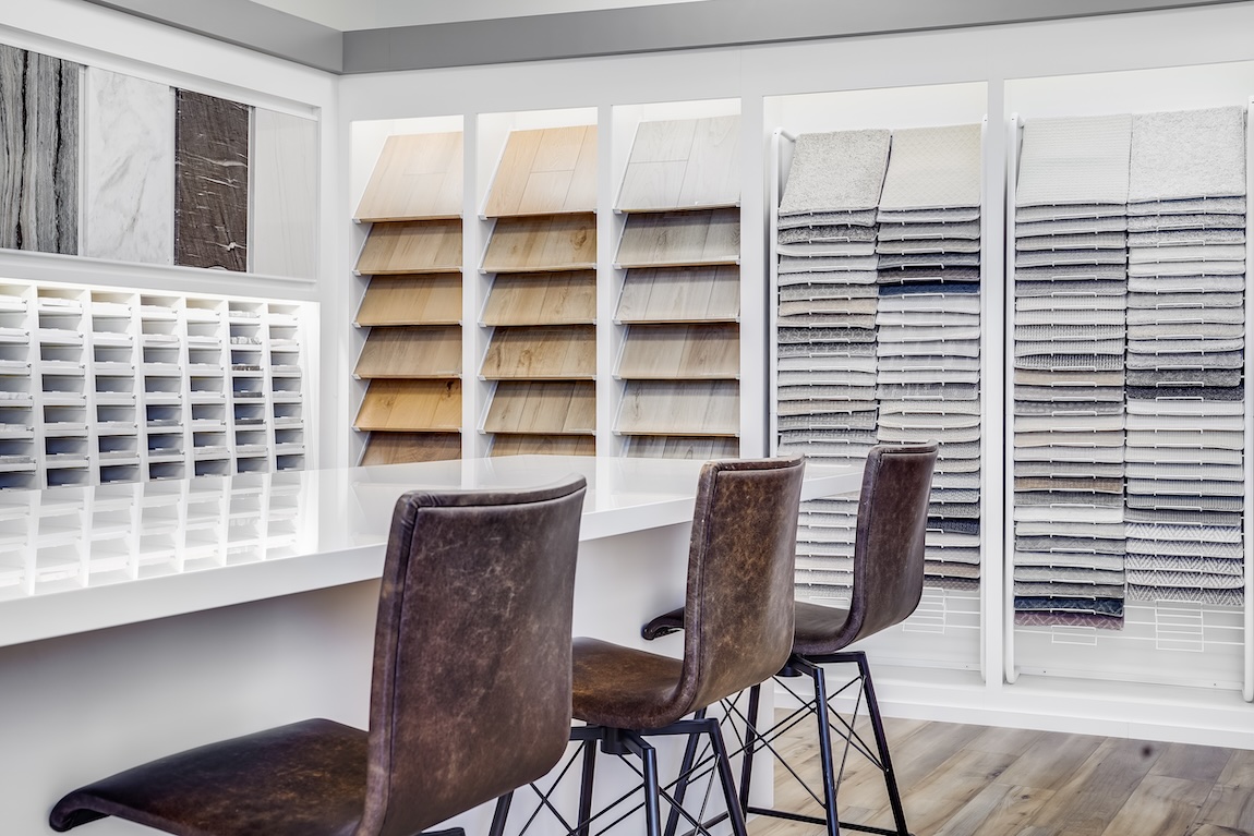 design studio with flooring and carpet selections