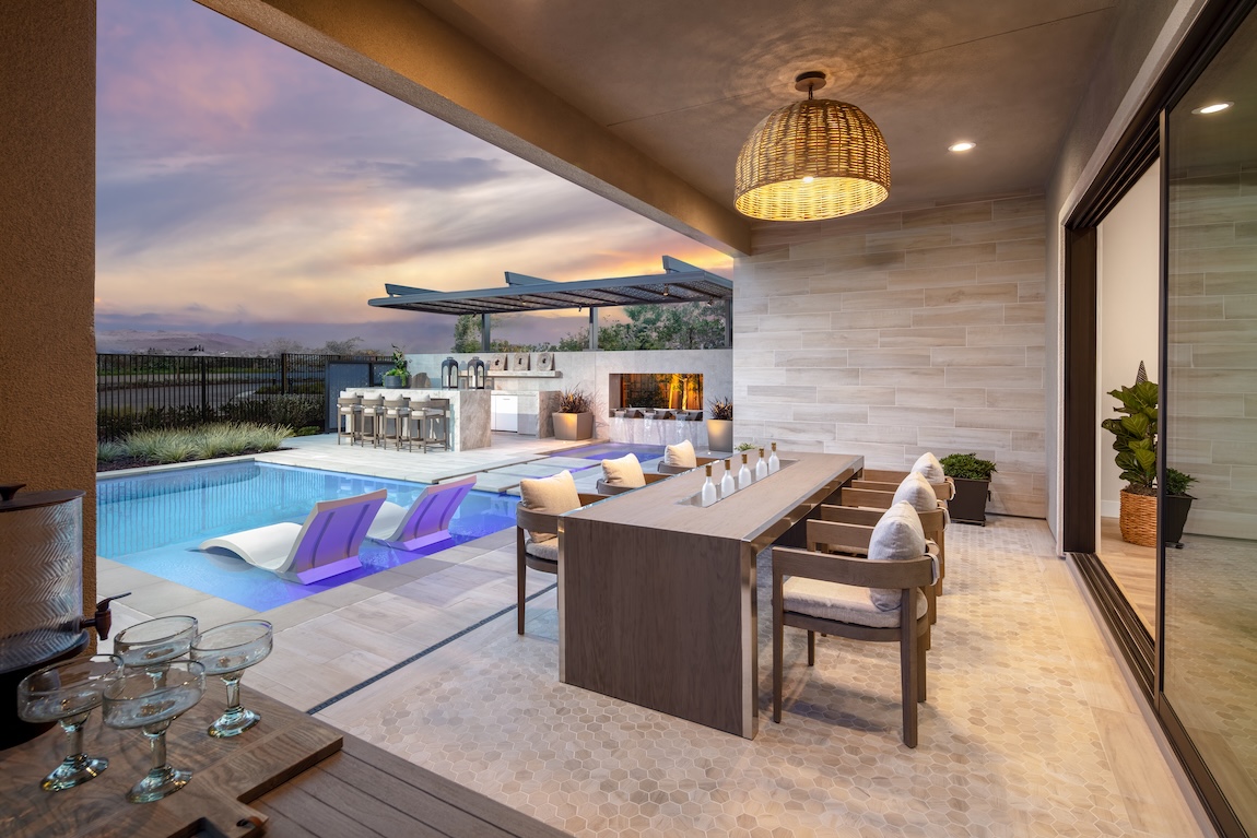 backyard patio overlooking the pool