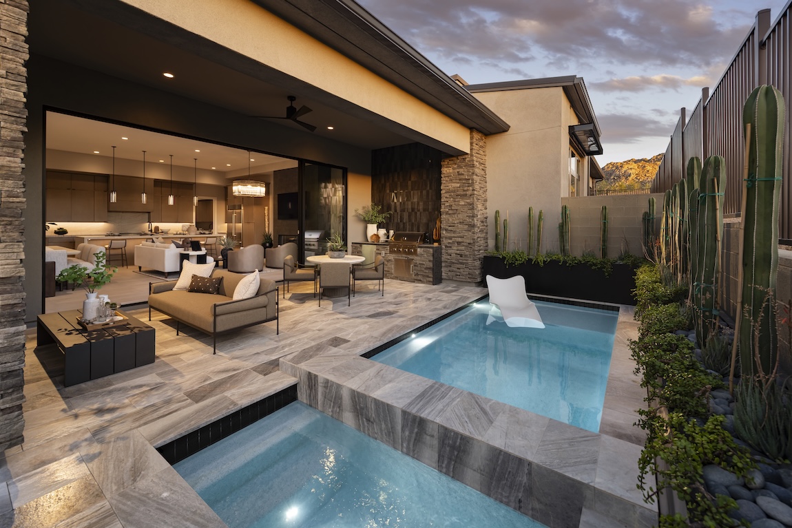 outdoor pool with seating