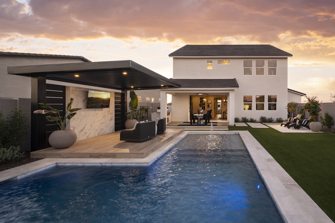 backyard patio with tv and seating