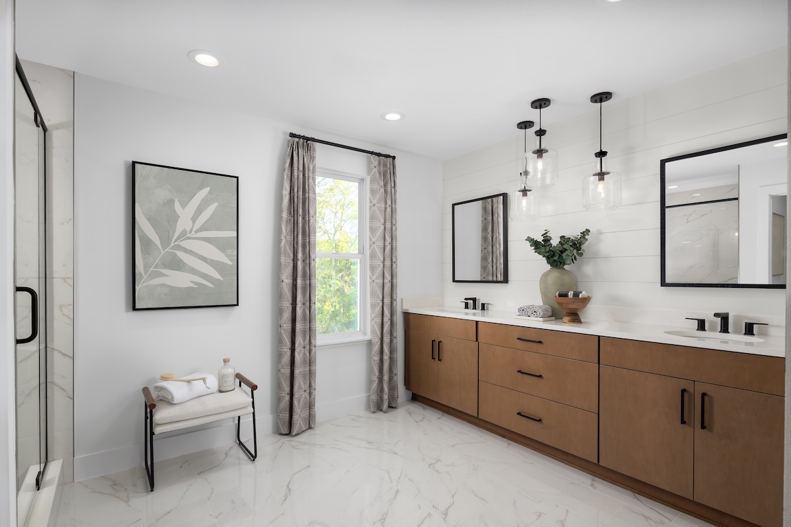 bathroom with shiplap accent wall