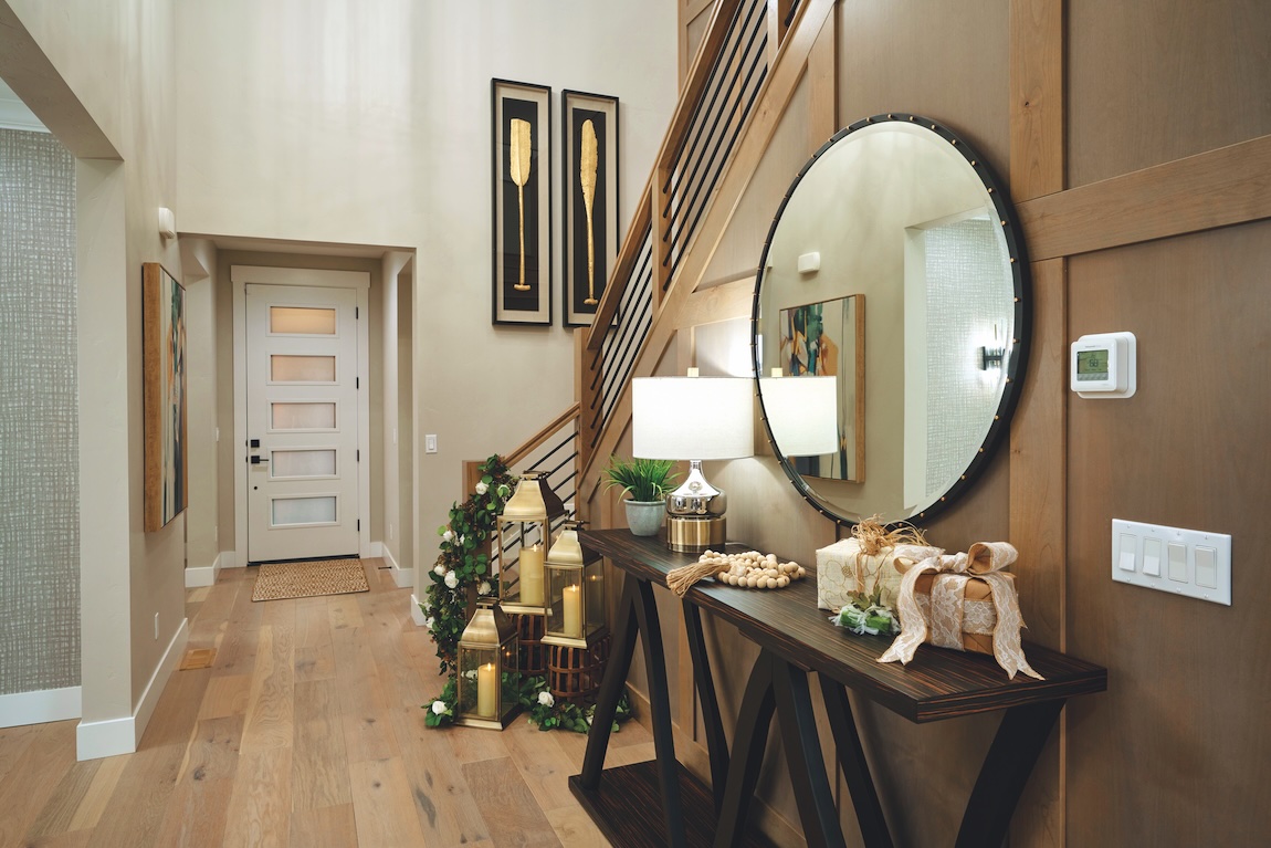 entryway of home with holiday decor