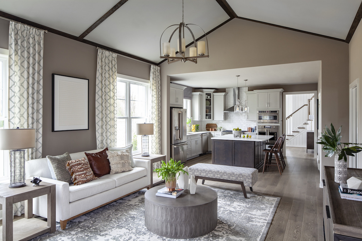 Functional interior layout featuring kitchen and great room