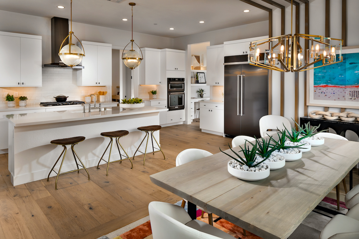 Eight-piece dining set in kitchen breakfast area