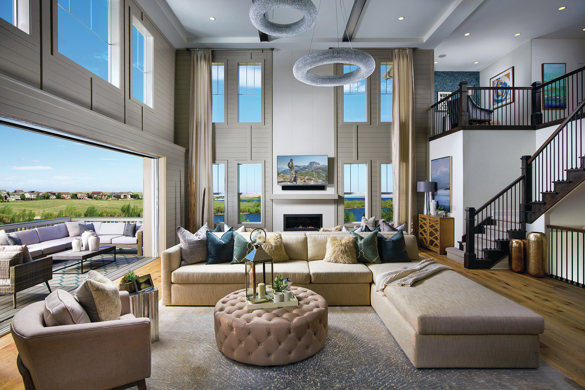 Grand great room with extensive layering and textiles