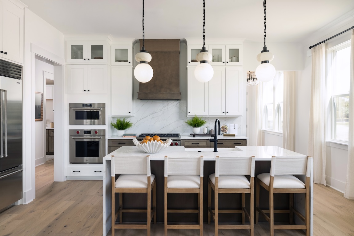 modern kitchen with white cabinetry