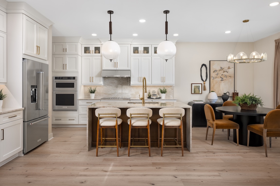 modern kitchen with comfortable bar stools