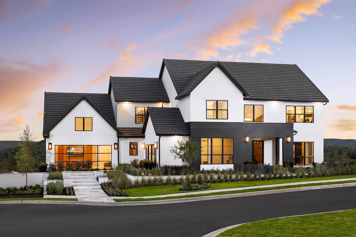 exterior of modern home with black and white detailing