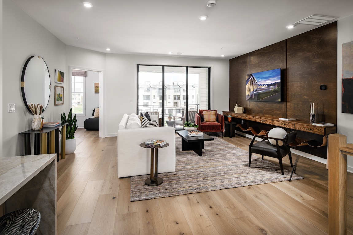 living room with access to the outdoor living space