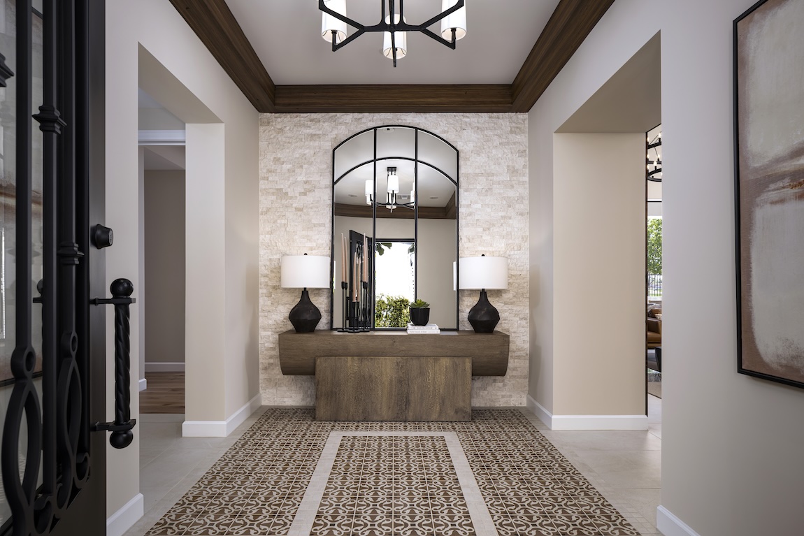 entryway with patterned flooring 