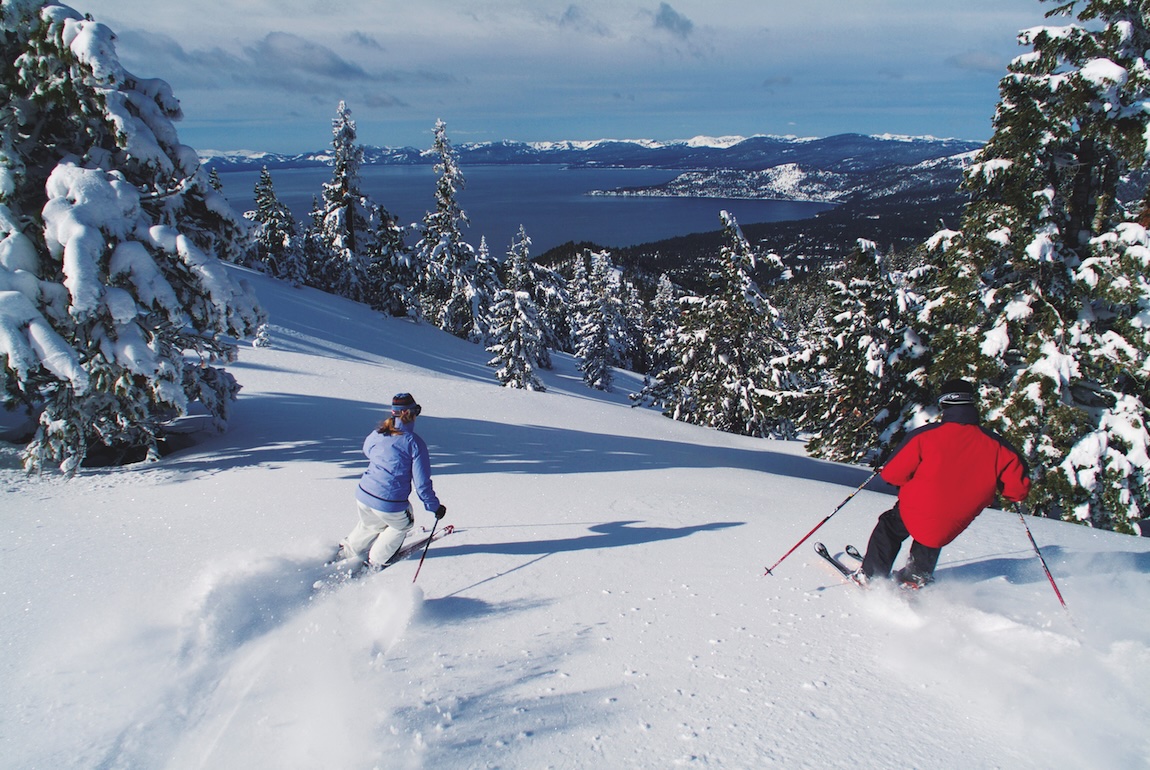 skiing slope with snow on mountain