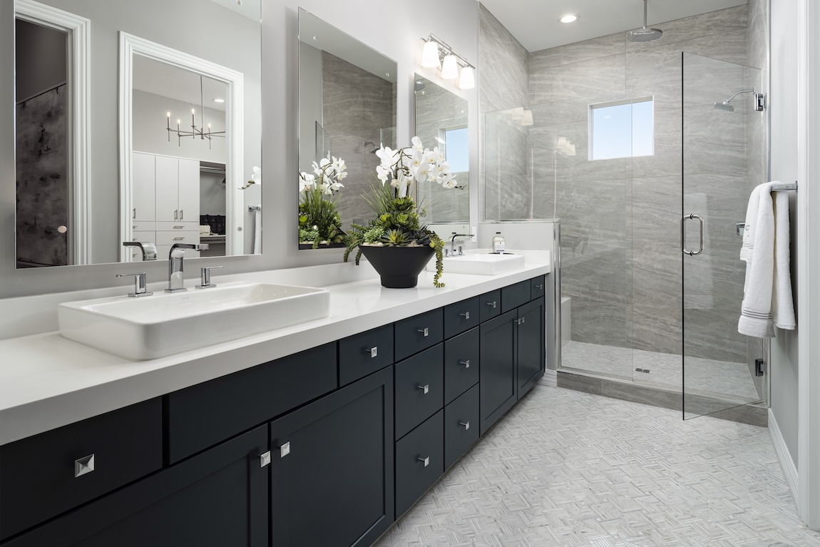 modern bathroom with dual sinks