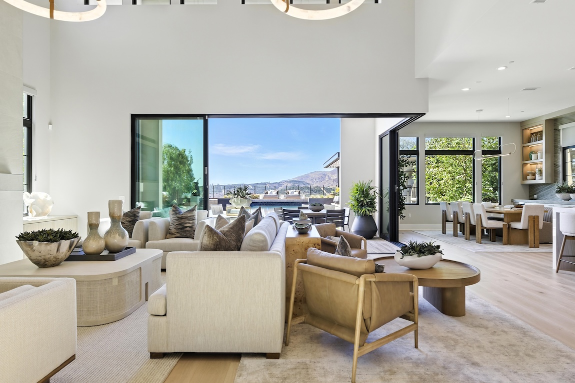 modern living room with access to the outdoors