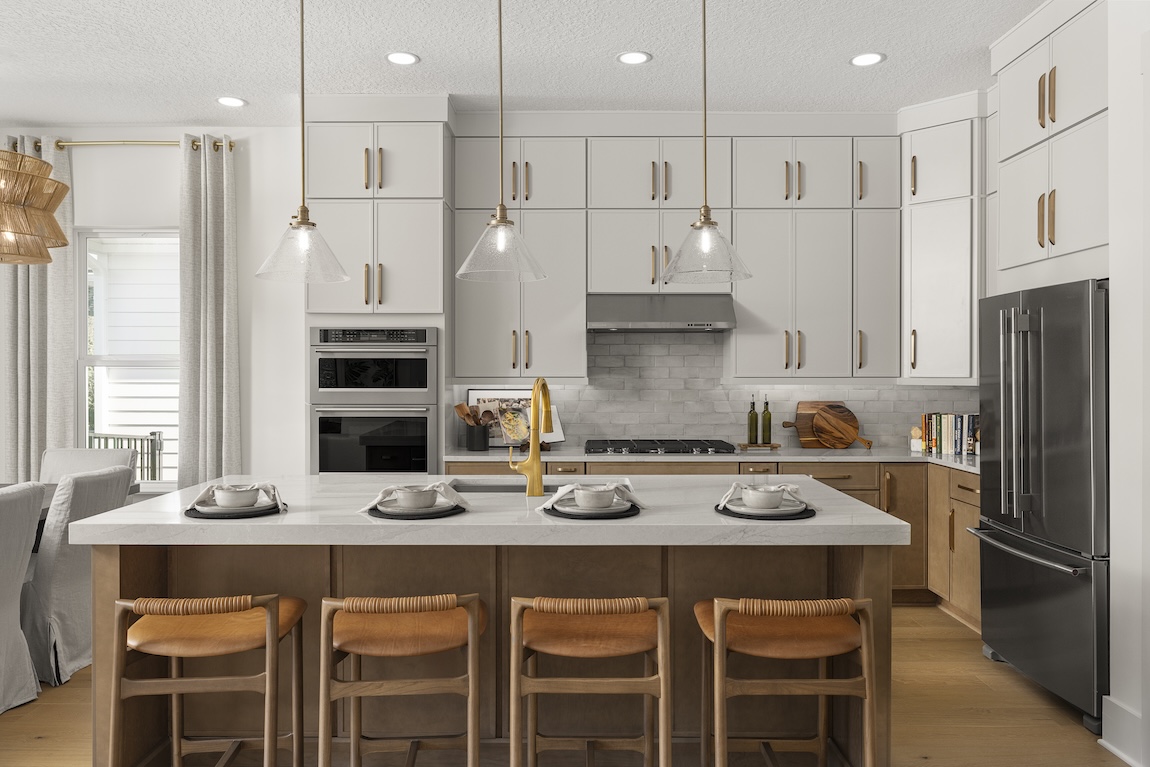 modern kitchen with classic subway tile