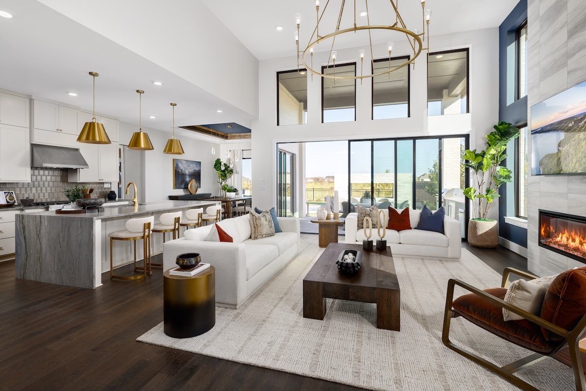 great room with colorful pillows and decor