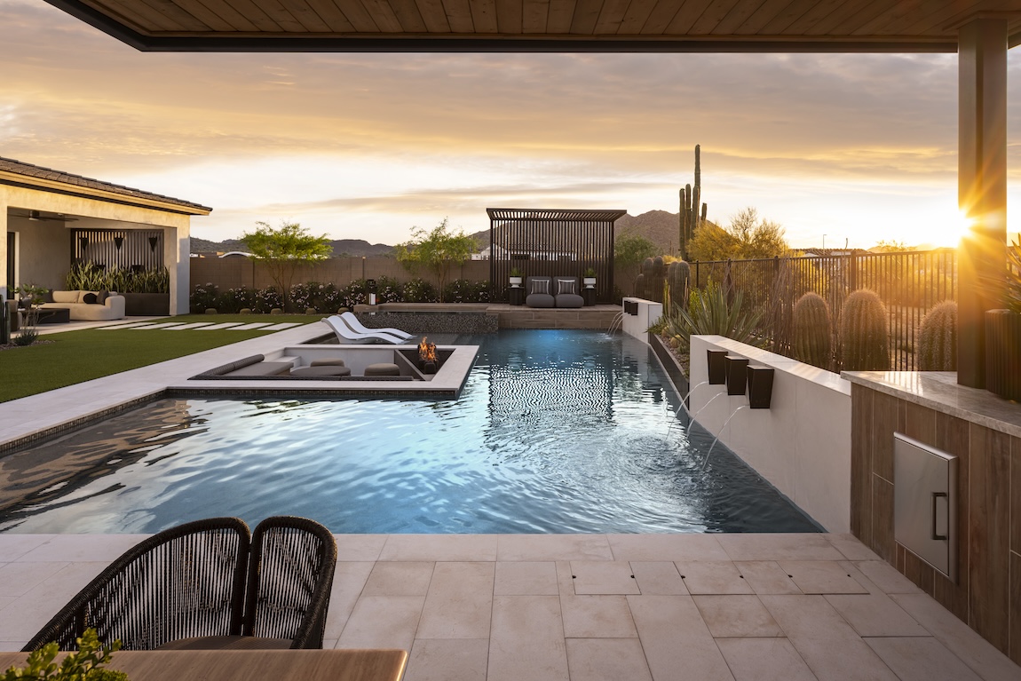 outdoor pool and lounge space