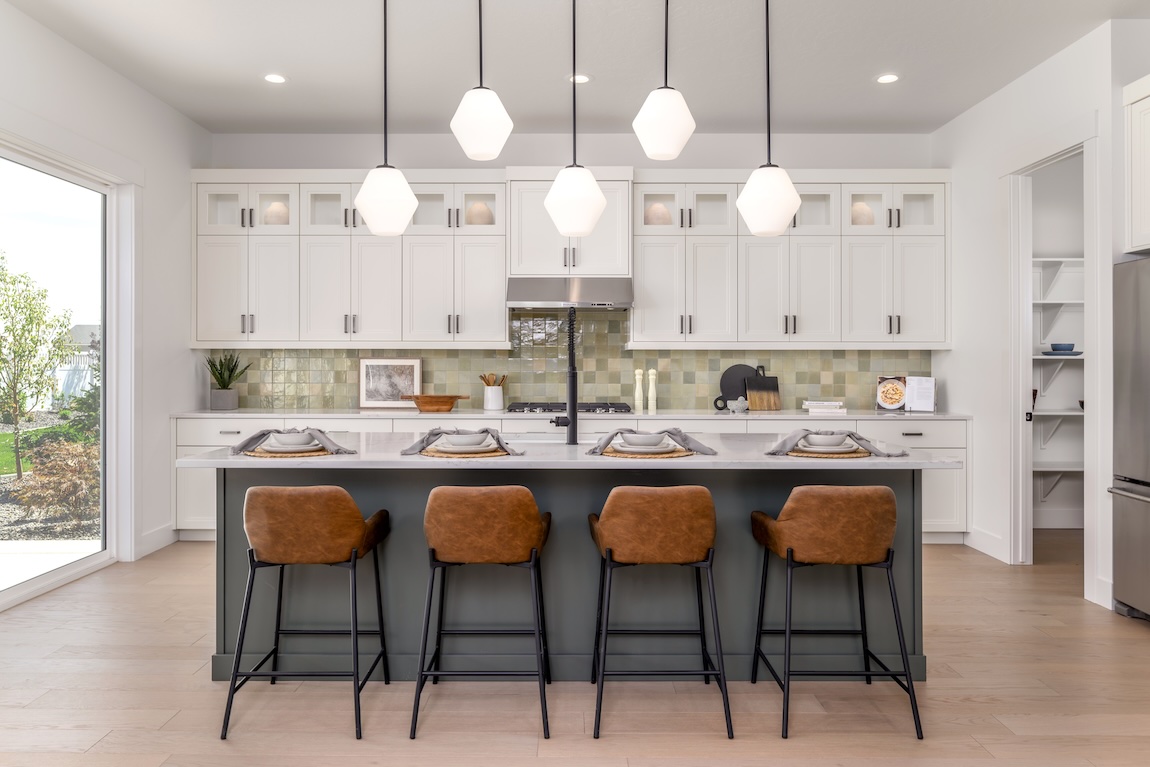 modern kitchen with white cabinetry