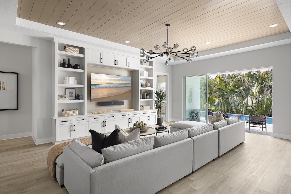 living room with doors to the outdoor space