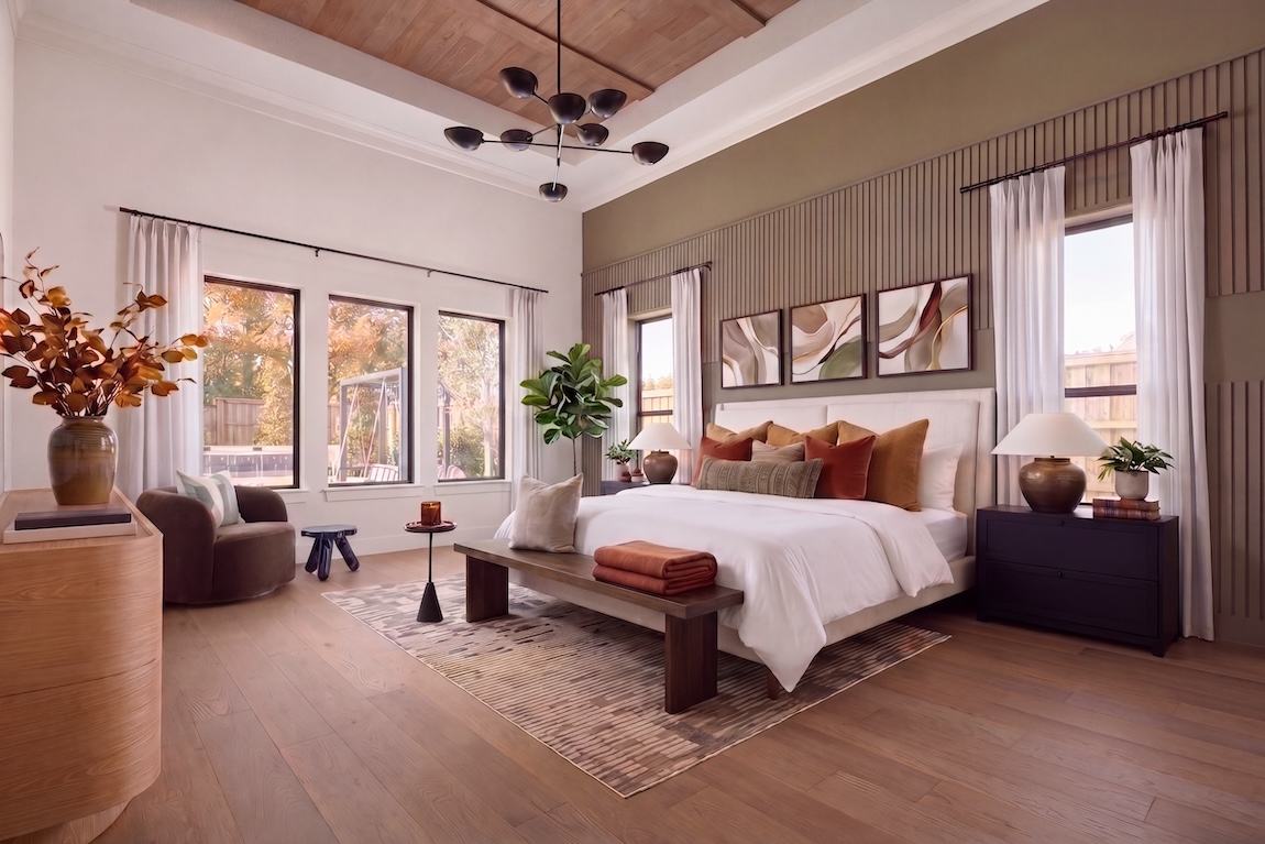 primary bedroom with fall colors