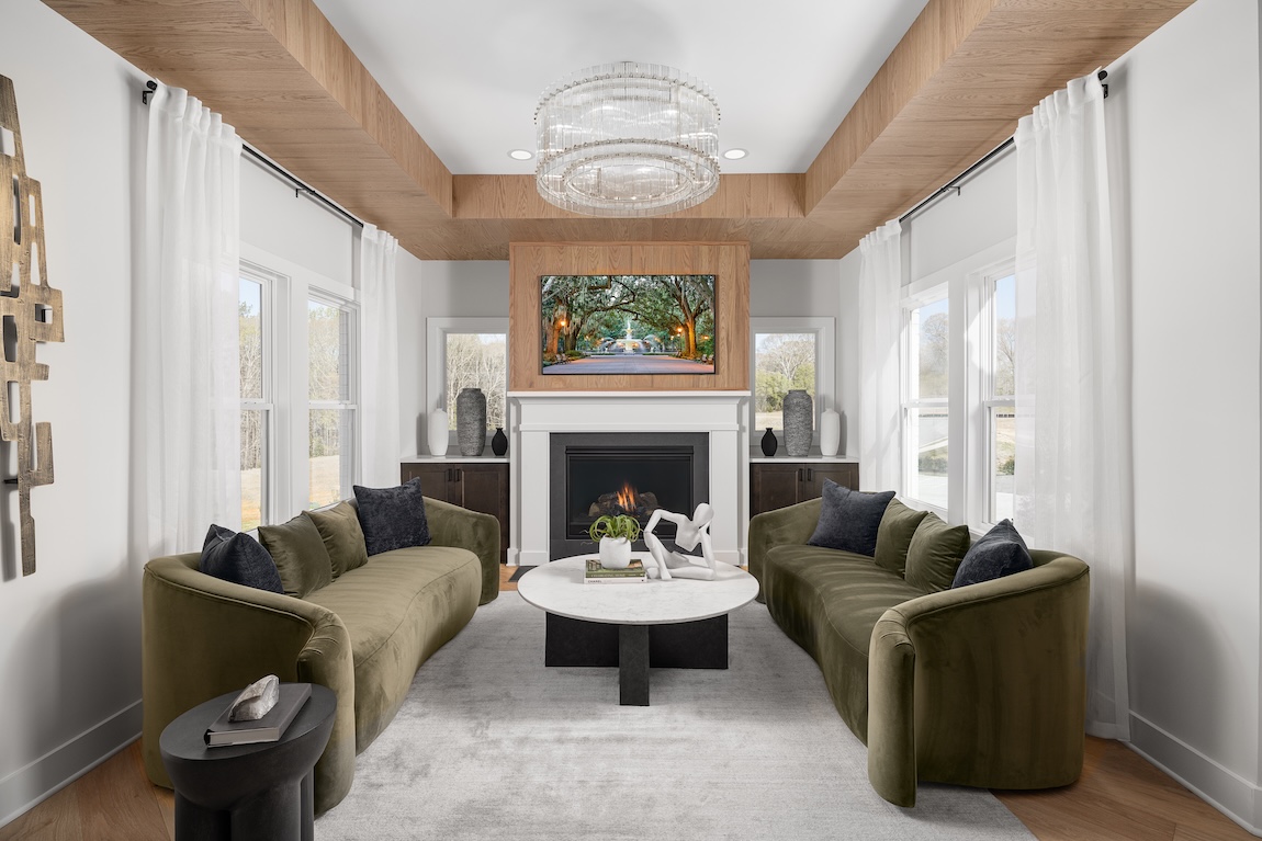 couches and TV for entertaining