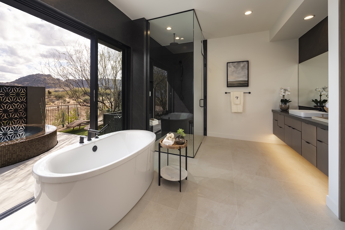 bathroom with access to the outdoors