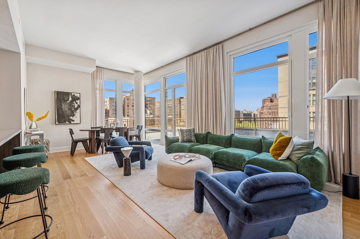 modern living room with colorful furniture