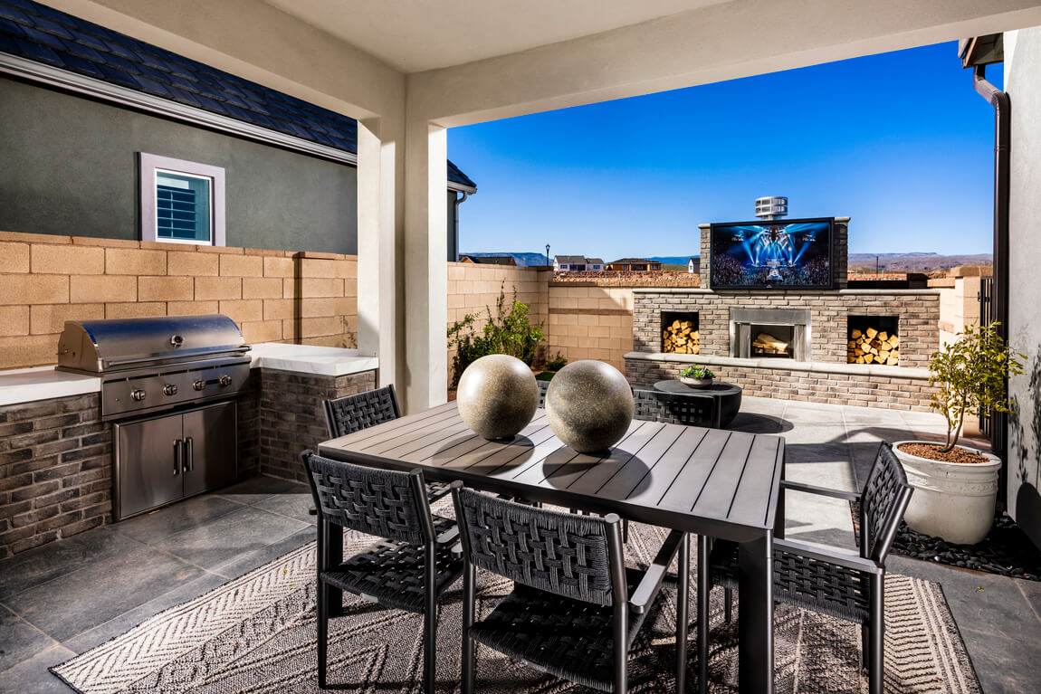outdoor patio designed and built with entertainment area 