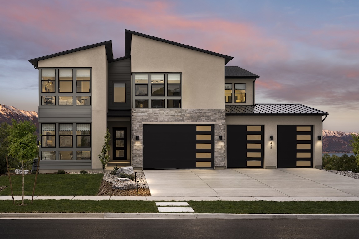 exterior of quick move-in home in Utah with black finishes