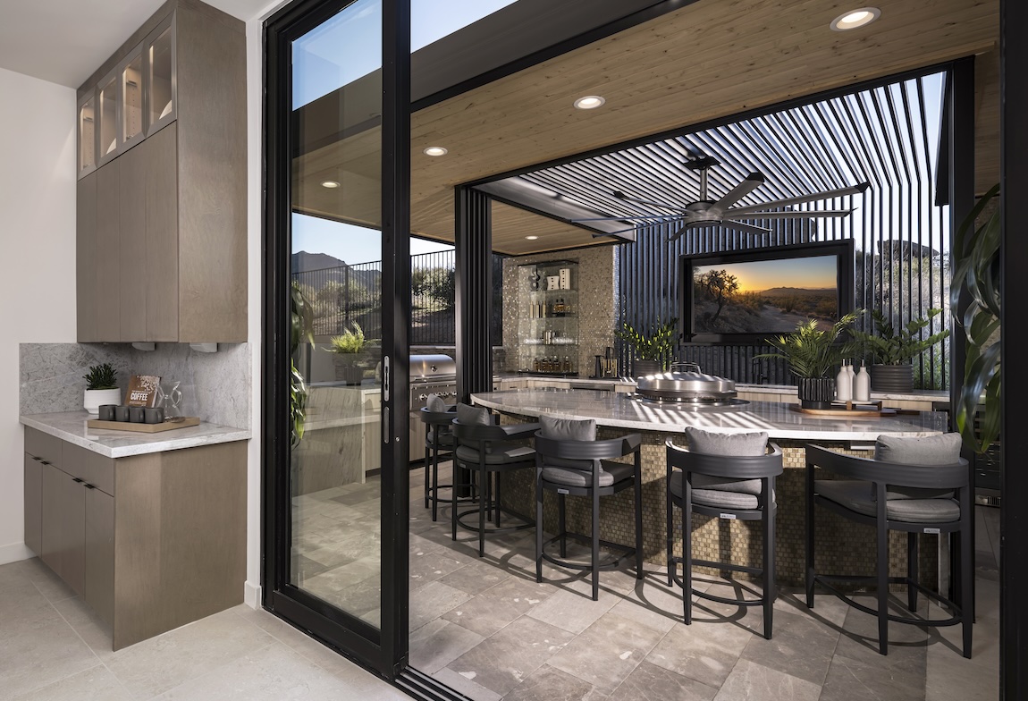 outdoor dining space with covered roof