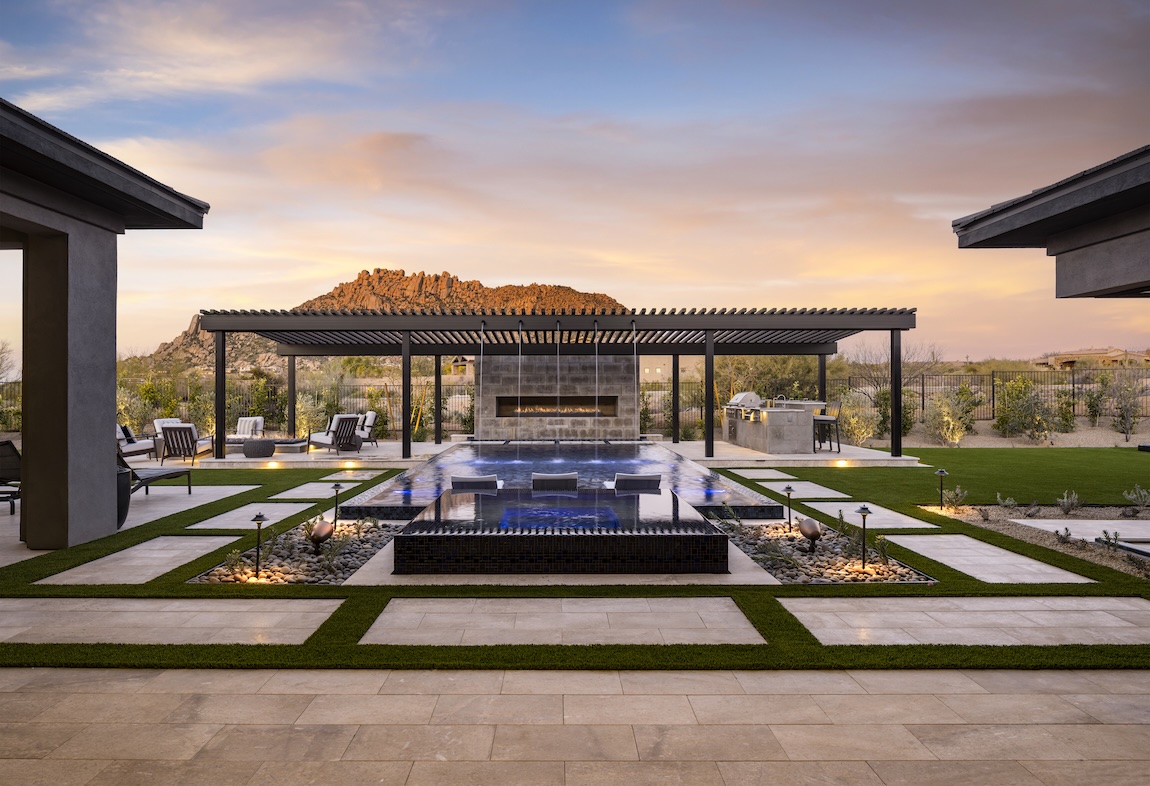 Jaw-dropping outdoor living space at Toll Brothers home design in Scottsdale, AZ