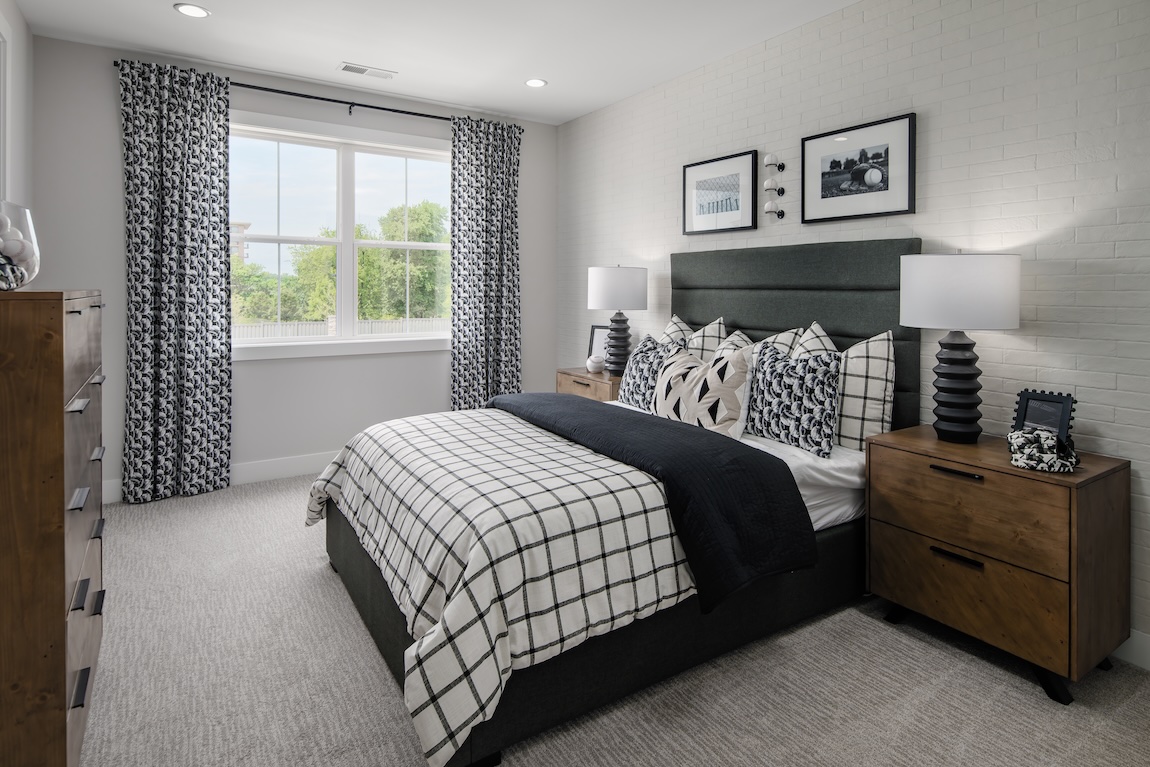 kids bedroom with subtle nods to baseball within its decor