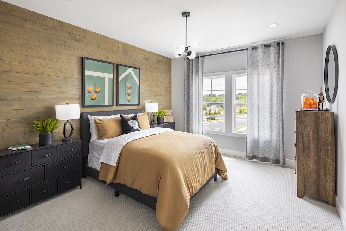 tennis-themed bedroom with playful wall art