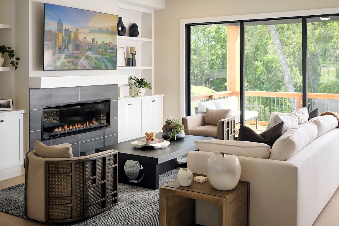 modern living room with access to outdoor living space