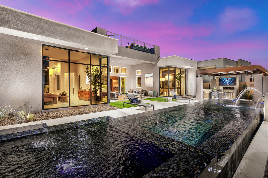 luxe outdoor living space with pool in Henderson, NV