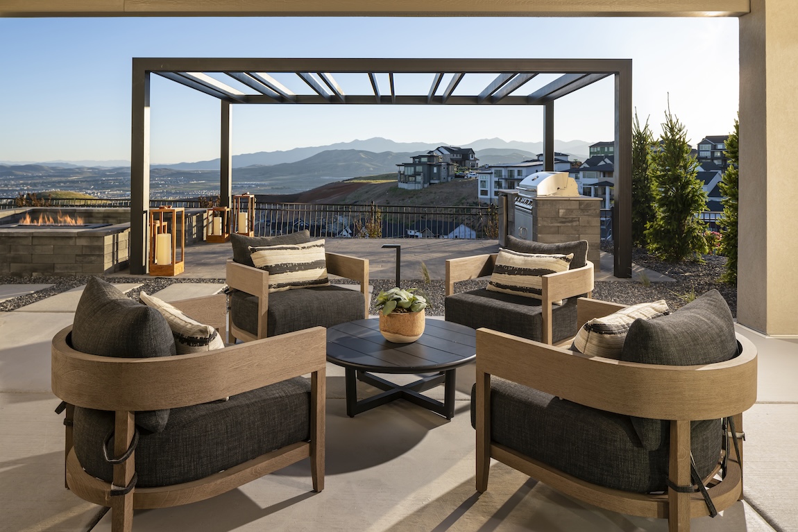 outdoor living patio with comfortable chairs