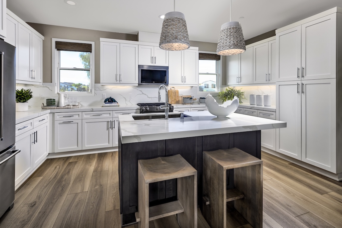 kitchen with small island and seating