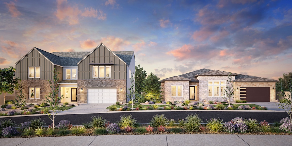 exterior of modern homes with greenery and plants