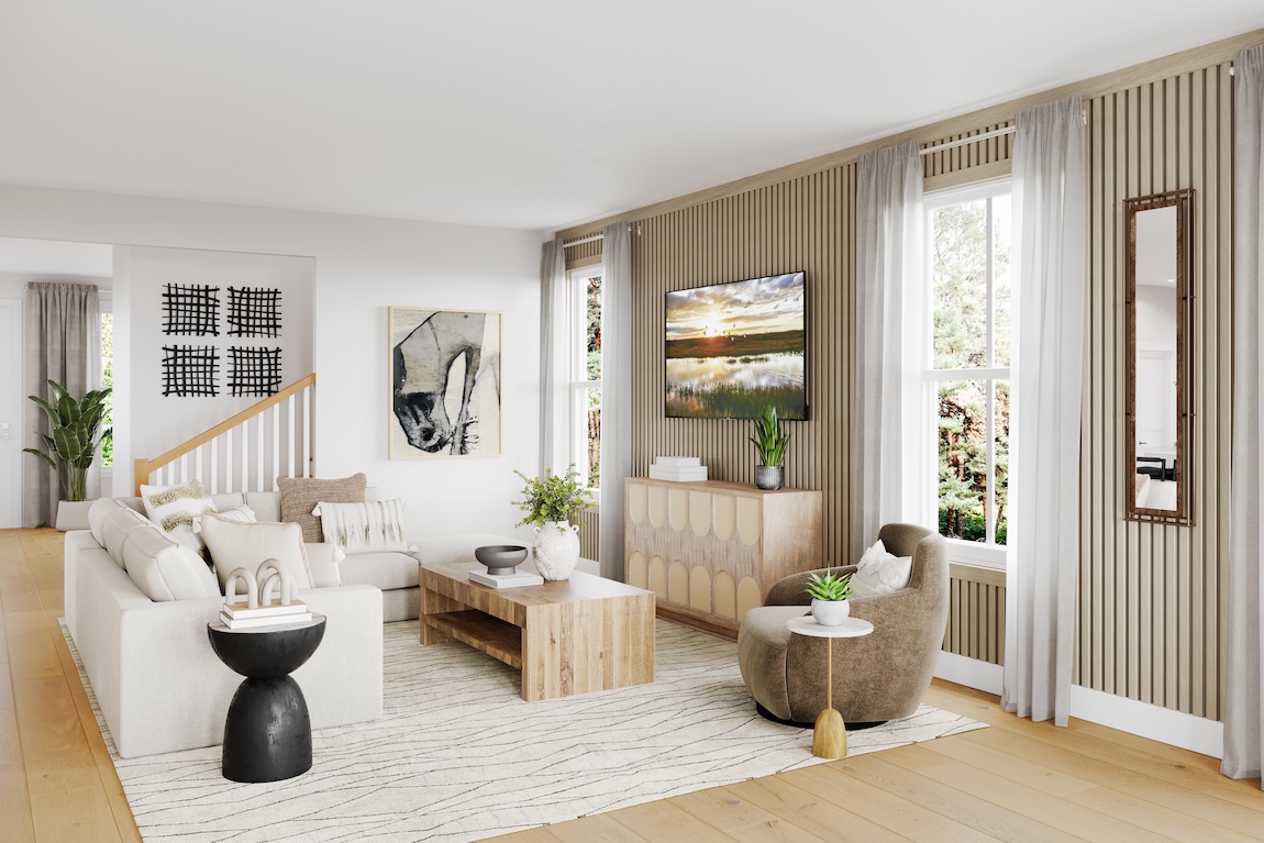 modern living space with accent wall