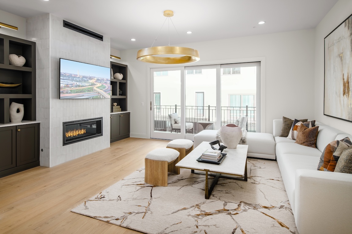 living room with sliding doors to the outdoor porch