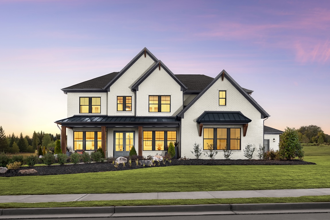 exterior of modern home with black and white design features