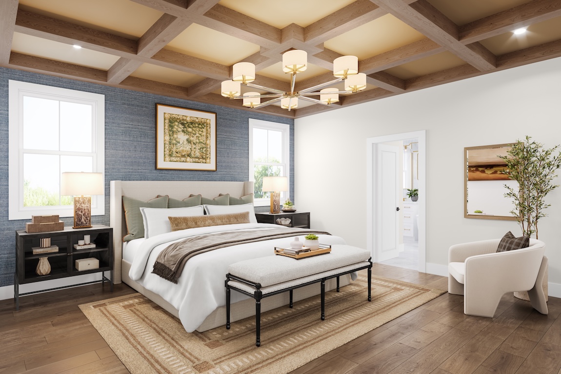 primary bedroom with wooden ceiling