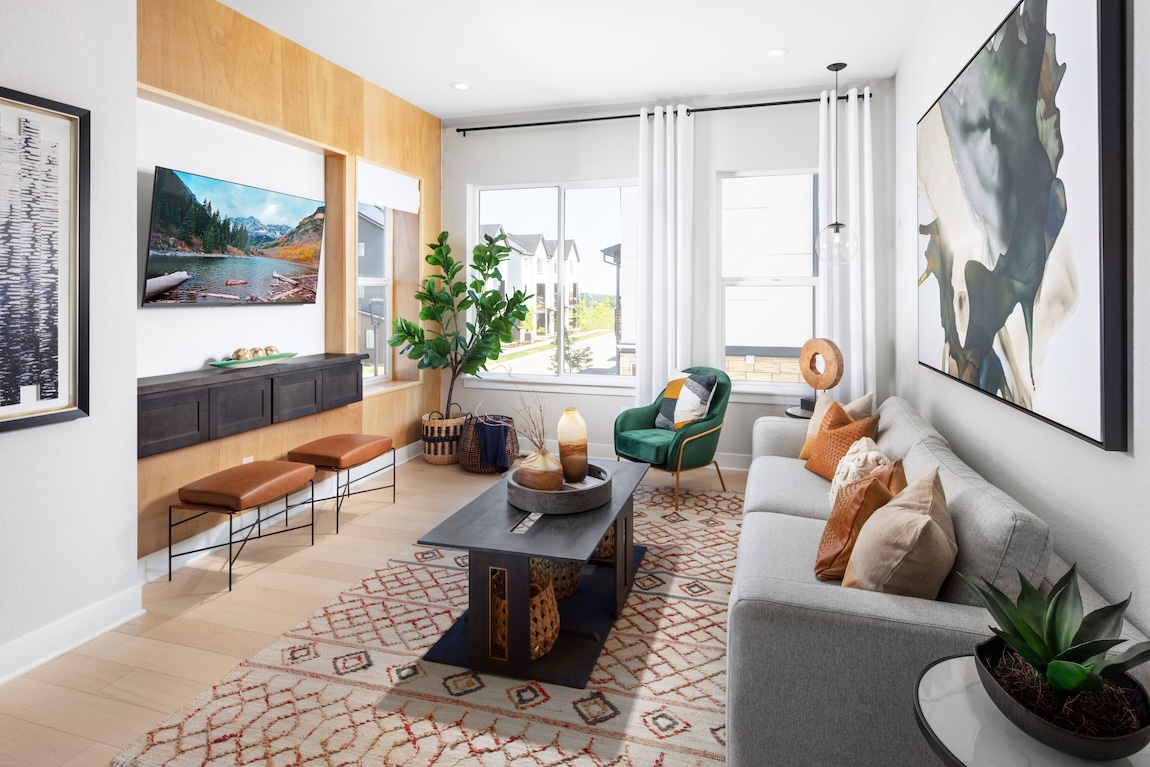 living room with natural light and various colors and patterns