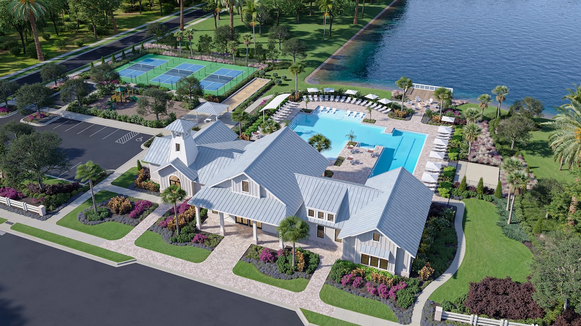 amenity center with pool and pickleball courts