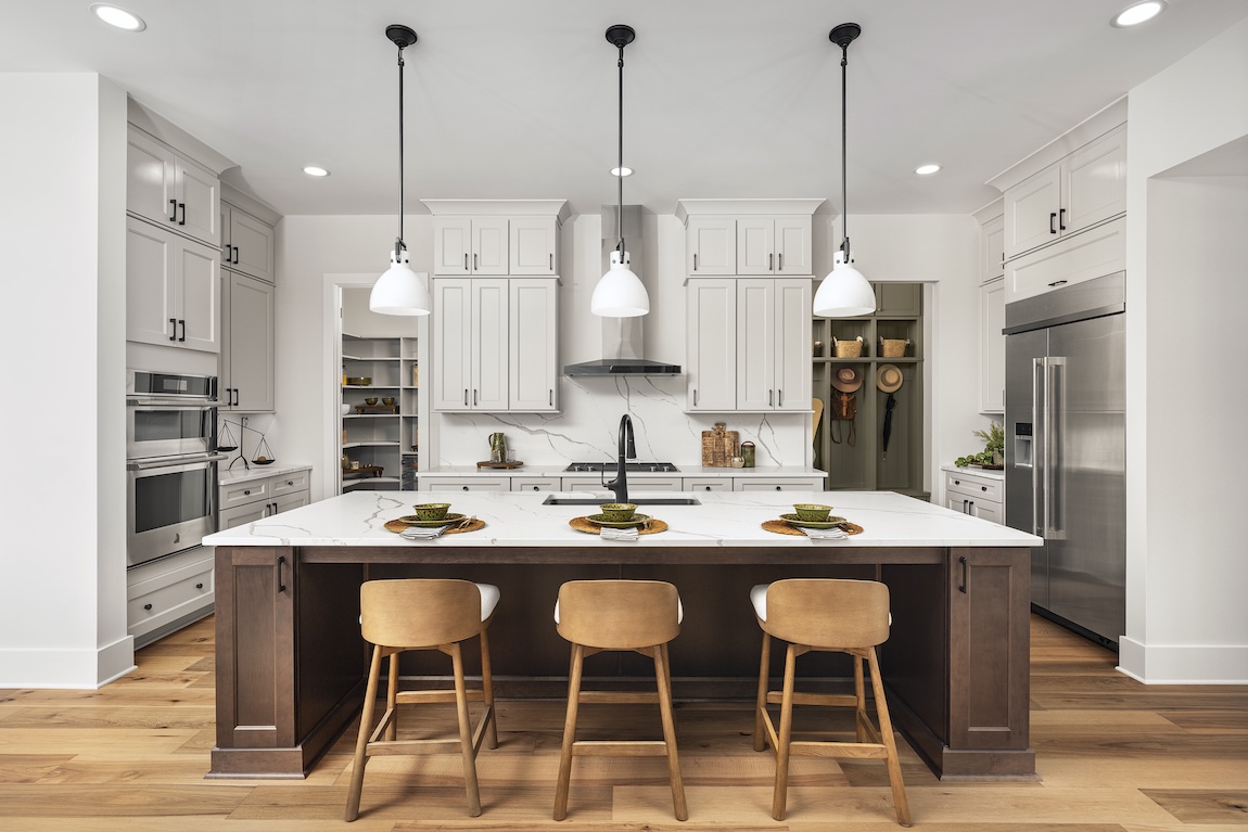 modern kitchen with multi-tone cabinetry