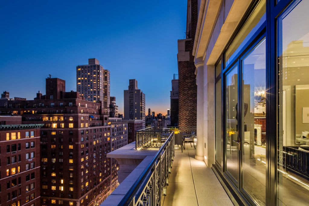 View of New York City from a condo balcony.