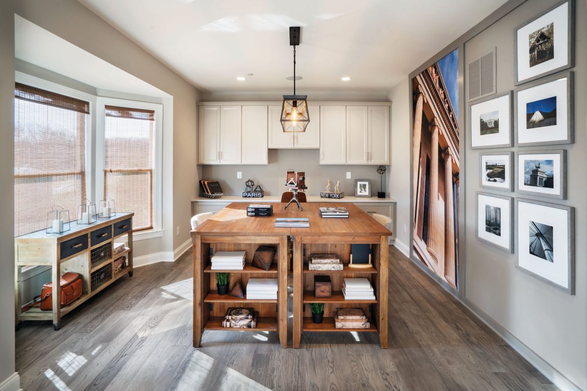 work area with mindful gray color paint